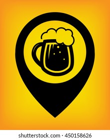 Beer Map Pointer Icon.  Flat Design vector.