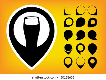 Beer Map Pointer Icon.  Flat Design vector.