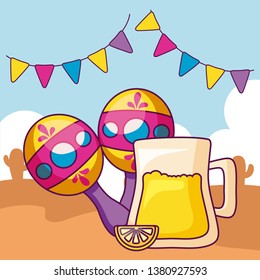 beer with maracas and garlands