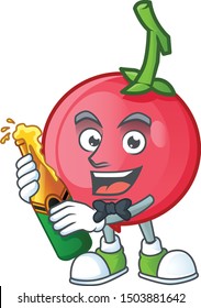 With beer mascot lovi lovi fruit on white background