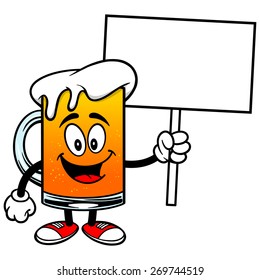 Beer Mascot with Sign