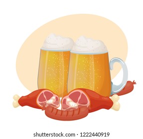 beer and meat vector