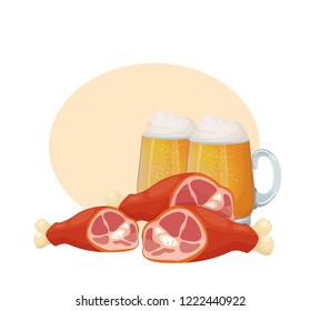 beer and meat vector