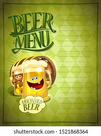 Beer menu board vector design concept, empty space for text