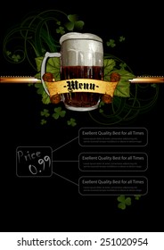 beer menu design for Patrick day with clover