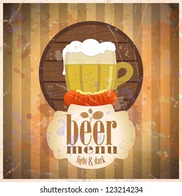 Beer menu design template, retro style. Eps10.
