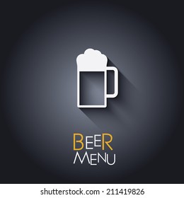 Beer menu icon in modern flat design. Eps10 vector illustration with mesh background.