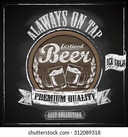 Beer menu on the blackboard - vector illustration