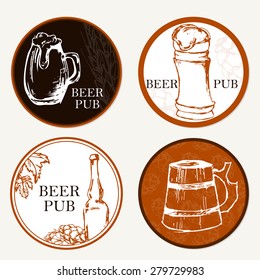 Beer menu. Retro card or flayer. Label of beer. Restaurant theme. Vector illustration.