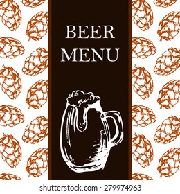 Beer menu. Retro card or flayer. Restaurant theme. Vector illustration.