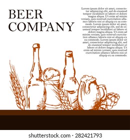 Beer menu. Retro card or flayer. Restaurant theme. Vector illustration.