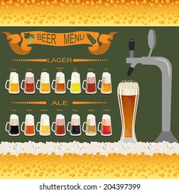 Beer menu set, creating your own infographics. Vector illustration