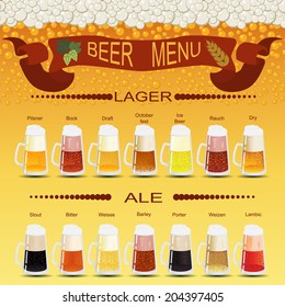 Beer menu set, creating your own infographics. Vector illustration