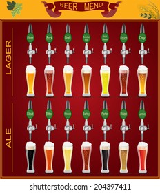 Beer menu set, creating your own infographics. Vector illustration