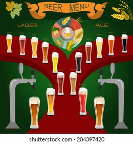 Beer menu set, creating your own infographics. Vector illustration