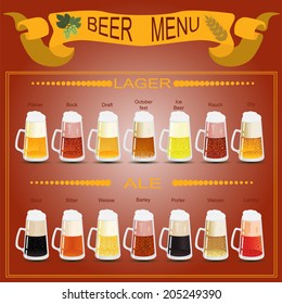 Beer menu set, creating your own infographics. Vector illustration