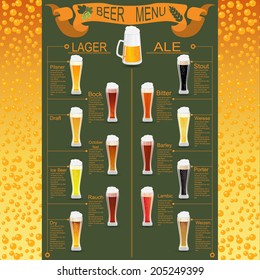 Beer menu set, creating your own infographics. Vector illustration