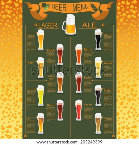 Beer menu set, creating your own infographics. Vector illustration