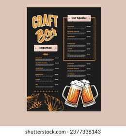 Beer menu template dark elegant classic