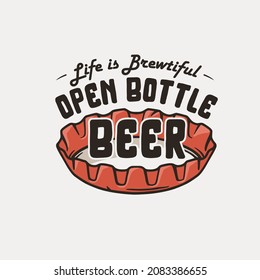 Beer metal cap for print. Original brew design of beer cork for bar