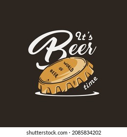 Beer metal cap for print. Original brew design of beer cork for bar