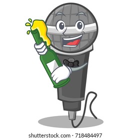 With beer microphone cartoon character design