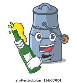 With beer milk can mascot cartoon