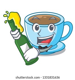 With beer milk tea isolated with the mascot