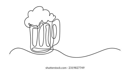 beer minimalistic line.continuous line of beer glass.single line beer vector