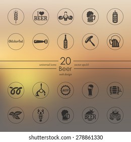 beer modern icons for mobile interface on blurred background