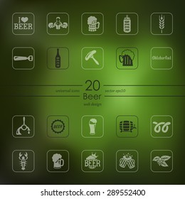 beer modern icons for mobile interface on blurred background