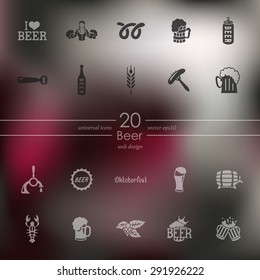 beer modern icons for mobile interface on blurred background