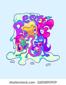 Beer Monster Collage Poster Design