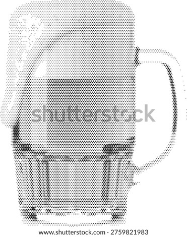 beer mug alcohol drink halftone beverage glass bar pub celebration liquid craft refreshment cold retro stipple pop isolated social