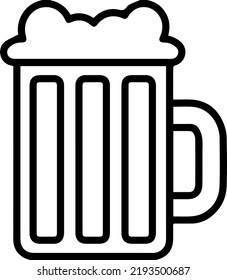 beer mug, alcoholic drink vector illustration isolated on white background - linear, outline and minimalist style