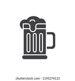 Beer mug black solid icon.