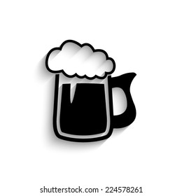 Beer mug  - black vector icon with shadow
