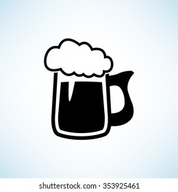 Beer mug -  black vector icon