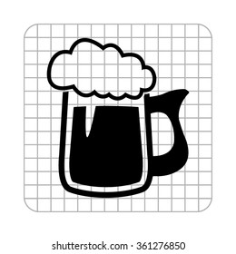 Beer mug  - black vector icon