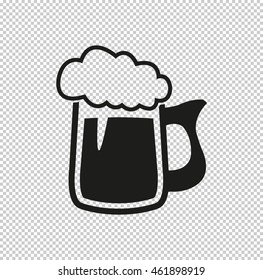 Beer mug  - black vector icon