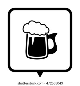 Beer mug - black vector icon;  message bubble