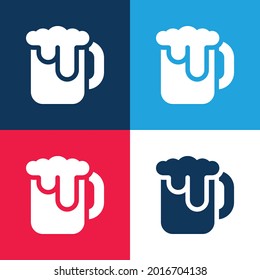 Beer Mug blue and red four color minimal icon set
