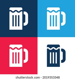 Beer Mug blue and red four color minimal icon set