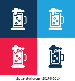 Beer Mug blue and red four color minimal icon set