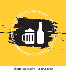 Beer Mug and Beer Bottle Icon, Beer Icon Vector Illustration Eps10