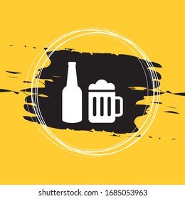 Beer Mug and Beer Bottle Icon, Beer Icon Vector Illustration Eps10
