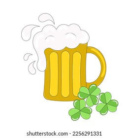 Beer Mug and Clover Leaves St Patricks Day