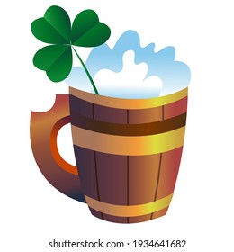 Beer mug and clover. St. Patrick's Day element.