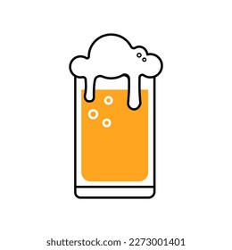 Beer mug colored icon isolated on white background. Beer Symbol. Vector Design Illustration. Outline style.