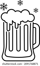 Diseño del icono de la línea de vectores de cerdos, símbolo de las actividades de la temporada de invierno, signo del tiempo más frío, nieve y escarcha Ilustración del material